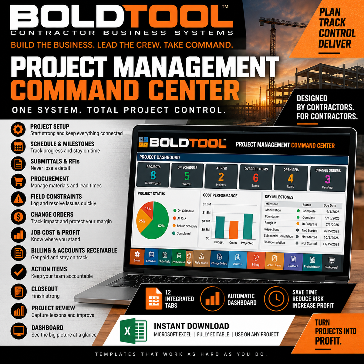 BOLDTOOL™ Project Management Command System.
